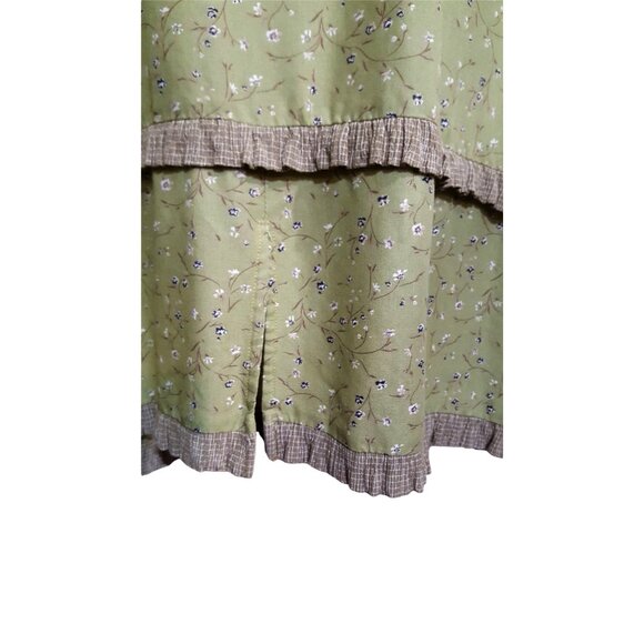 Cactus Flower Maxi Dress Womens M Sleeveless Green Floral Jumper USA Vintage 90s - Picture 9 of 10